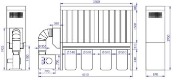 Filter unit ADAMIK FT 638N 4 kW A dimensions