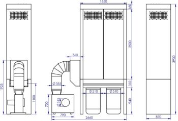 Filter unit ADAMIK FT 731N 4 kW A dimensions