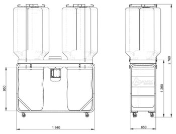 Dust collector ADAMIK FT 502 HNF dimensions